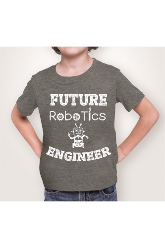 Geleceğin Robotik Mühendisi Çocuk T-Shirt-Gri