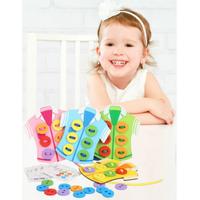 Montessori Eğitim Ahşap Oyuncak Dikiş Düğmesi