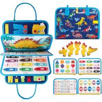 Robokids Montessori Keçe Aktivite Çantası | Busy Board | 8’i 1 Arada | Mavi Dinozor