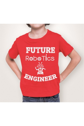 Geleceğin Robotik Mühendisi Çocuk T-Shirt-Kırmızı