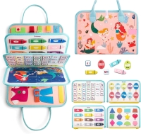 Montessori Keçe Eğitim Çantası Busy Board- Pembe Prenses 8 Sayfa