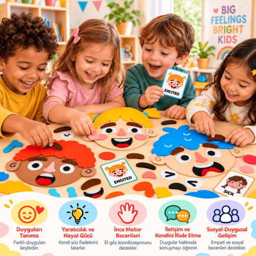 Montessori Duyguları Öğreten Çift Yüzlü Keçe Oyuncak