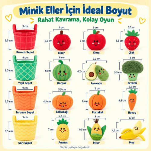 Montessori Meyve Sebze Renk Eşleştirme Duyusal Bebek Oyuncağı – 16 Parça | RBKDS301