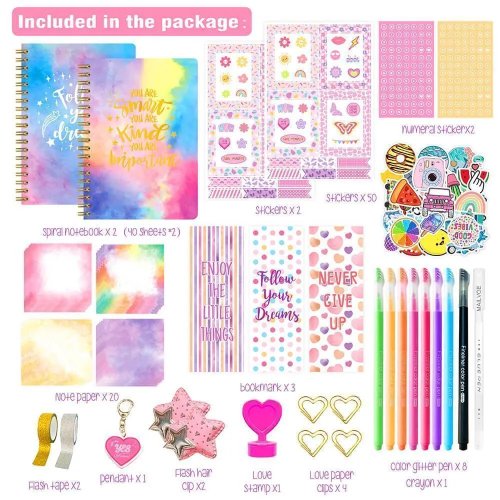 DIY Günlük Seti – Kızlar için Stickerlı Defter ve Hobi Kit
