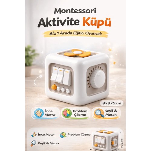 Montessori 6'sı 1 Arada Eğitici Aktivite Küpü 