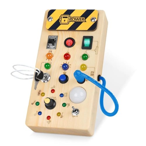 Montessori Ahşap Busy Board – Power Model | Aktivite ve Beceri Tahtası
