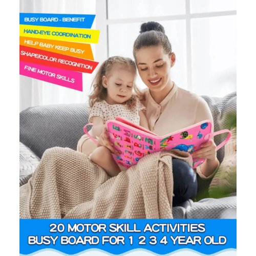 Montessori Keçe Busy Board – Pembe Deniz Kızı 4 Sayfa Aktivite Çantası