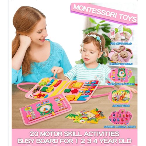 Montessori Keçe Busy Board – Pembe Deniz Kızı 4 Sayfa Aktivite Çantası